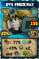 Wizard101 Ice spell card: Evil Freeze Ray, Spell ID 13710