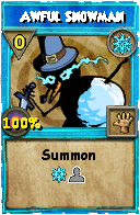 Wizard101 Ice spell card: Awful Snowman, Spell ID 13712