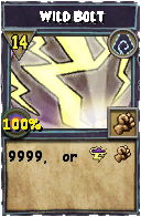 Wizard101 Shadow spell card: Wild Bolt, Spell ID 13740