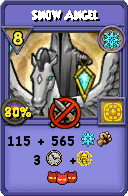 Wizard101 Ice spell card: Snow Angel, Spell ID 13760