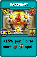 Wizard101 Fire spell card: Backdraft, Spell ID 13762