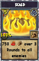 Wizard101 Shadow spell card: Scald, Spell ID 13793