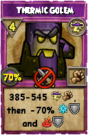 Wizard101 Storm spell card: Thermic Golem, Spell ID 13800