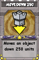 Wizard101 School 16 spell card: Move Down 250, Spell ID 13824
