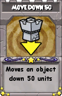 Wizard101 School 16 spell card: Move Down 50, Spell ID 13827