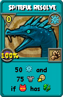 Wizard101 Ice spell card: Spiteful Resolve, Spell ID 13835