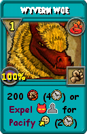 Wizard101 Fire spell card: Wyvern Woe, Spell ID 13843