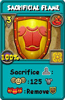Wizard101 Fire spell card: Sacrificial Flame, Spell ID 13847