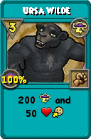 Wizard101 Storm spell card: Ursa Wilde, Spell ID 13849