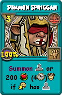 Wizard101 Balance spell card: Summon Spriggan, Spell ID 13858