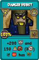 Wizard101 Myth spell card: Danger Robot, Spell ID 13866