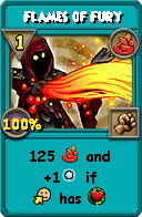 Wizard101 Fire spell card: Flames of Fury, Spell ID 13868