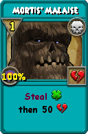 Wizard101 Death spell card: Mortis' Malaise, Spell ID 13872