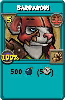 Wizard101 Balance spell card: Barbarous, Spell ID 13873