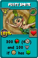 Wizard101 Life spell card: Feisty Sprite, Spell ID 13895