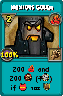 Wizard101 Fire spell card: Noxious Golem, Spell ID 13902