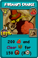 Wizard101 Fire spell card: Fireman's Charge, Spell ID 13905