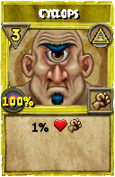 Wizard101 Myth spell card: Cyclops, Spell ID 13909