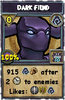 Wizard101 Shadow spell card: Dark Fiend, Spell ID 13914