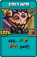 Wizard101 Life spell card: Sickly Moth, Spell ID 13942