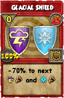 Wizard101 Fire spell card: Glacial Shield, Spell ID 13992
