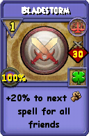 Wizard101 Balance spell card: Bladestorm, Spell ID 13014