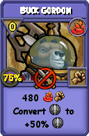Wizard101 Fire spell card: Buck Gordon, Spell ID 13672