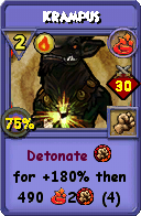 Wizard101 Fire spell card: Krampus, Spell ID 13783