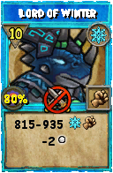 Wizard101 Ice spell card: Lord of Winter, Spell ID 13001