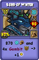Wizard101 Ice spell card: Lord of Winter, Spell ID 13008