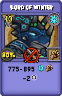 Wizard101 Ice spell card: Lord of Winter, Spell ID 13997