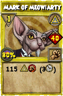 Wizard101 Myth spell card: Mark of Meowiarty, Spell ID 13615