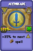 Wizard101 Myth spell card: Mythblade, Spell ID 13781