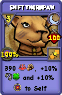 Wizard101 Moon spell card: Shift Thornpaw, Spell ID 13712