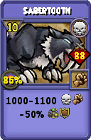 Wizard101 Death spell card: Sabertooth, Spell ID 13696
