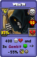 Wizard101 Death spell card: Wraith, Spell ID 13801