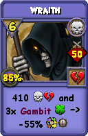 Wizard101 Death spell card: Wraith, Spell ID 13738