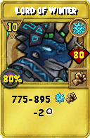 Wizard101 Ice spell card: Lord of Winter, Spell ID 14001