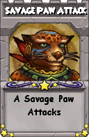 Wizard101 School 16 spell card: Savage Paw Attack, Spell ID 14003