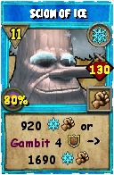 Wizard101 Ice spell card: Scion of Ice, Spell ID 14006