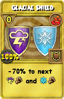 Wizard101 Fire spell card: Glacial Shield, Spell ID 14009