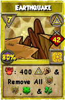 Wizard101 Myth spell card: Earthquake, Spell ID 14012