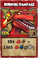 Wizard101 Fire spell card: Burning Rampage, Spell ID 14013