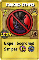Wizard101 Myth spell card: Scorched Stripes, Spell ID 14036