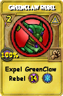 Wizard101 Myth spell card: GreenClaw Rebel, Spell ID 14038