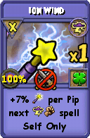 Wizard101 Storm spell card: Ion Wind, Spell ID 14043