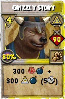 Wizard101 Myth spell card: Grizzly Story, Spell ID 14059
