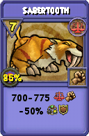 Wizard101 Balance spell card: Sabertooth, Spell ID 14079