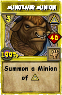 Wizard101 Myth spell card: Minotaur Minion, Spell ID 14093