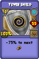 Wizard101 Ice spell card: Tower Shield, Spell ID 14101
